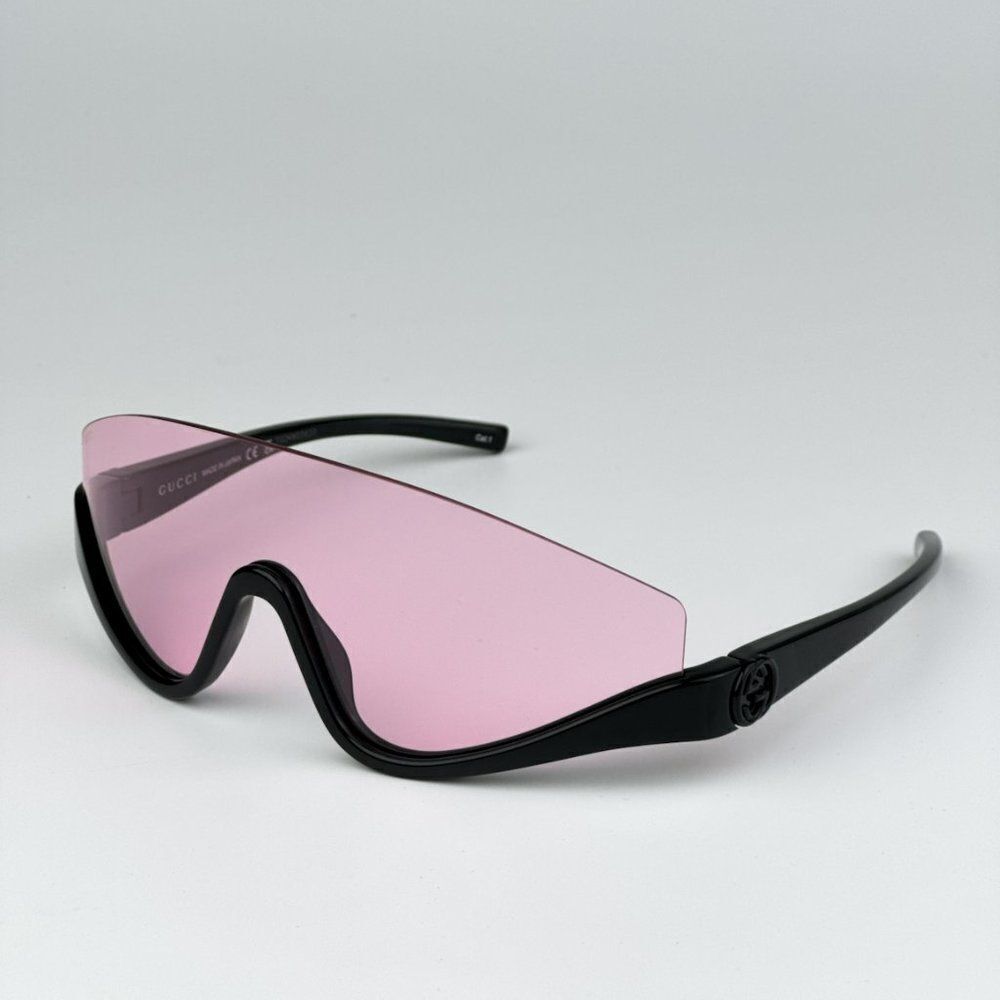 NEW Gucci GG1650S 002 Black Pink Unisex Shield Mask Sunglasses GG 1650S